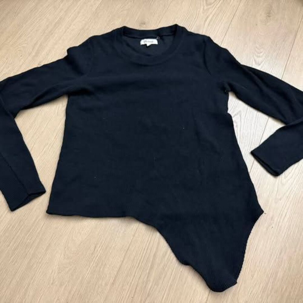 Madewell Black Ribbed front Knot Long Sleeve Top Size S